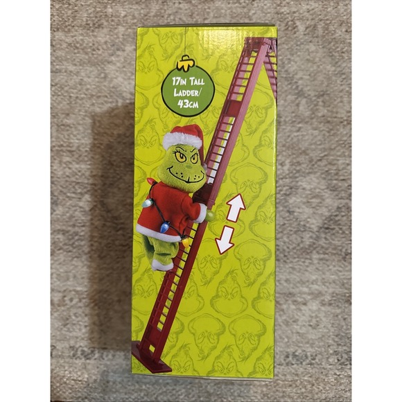 Animated Grinch 17" Ladder Climbing Tabletop Christmas Tree Decoration LED - Picture 3 of 7